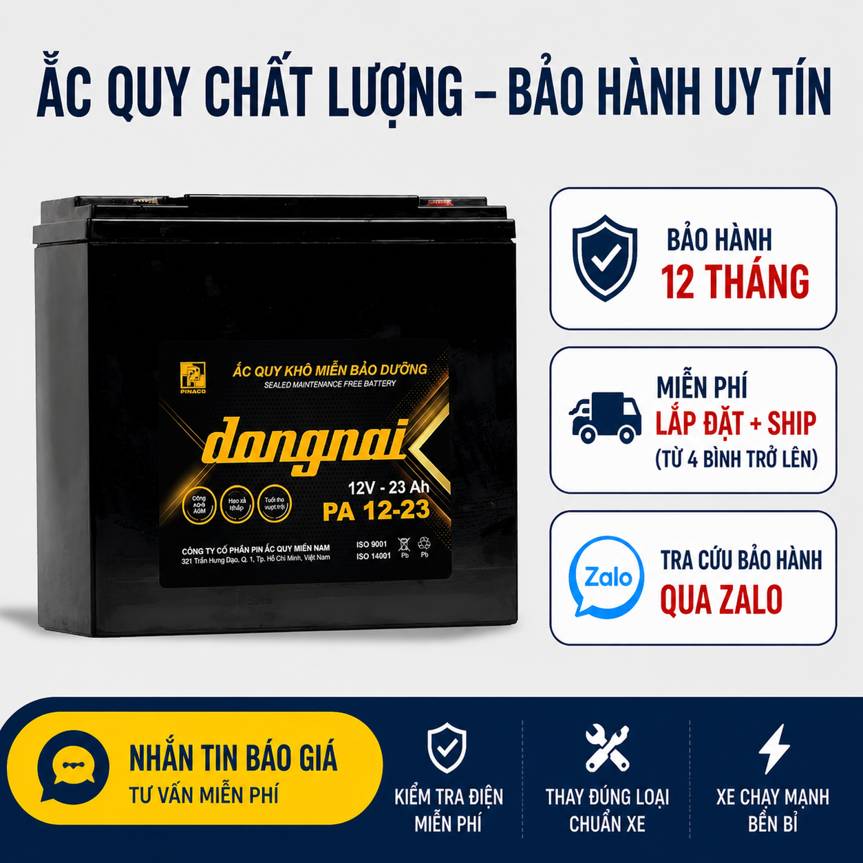 Ắc quy Xe máy điện PA 12-23 - 12V - 23Ah 7