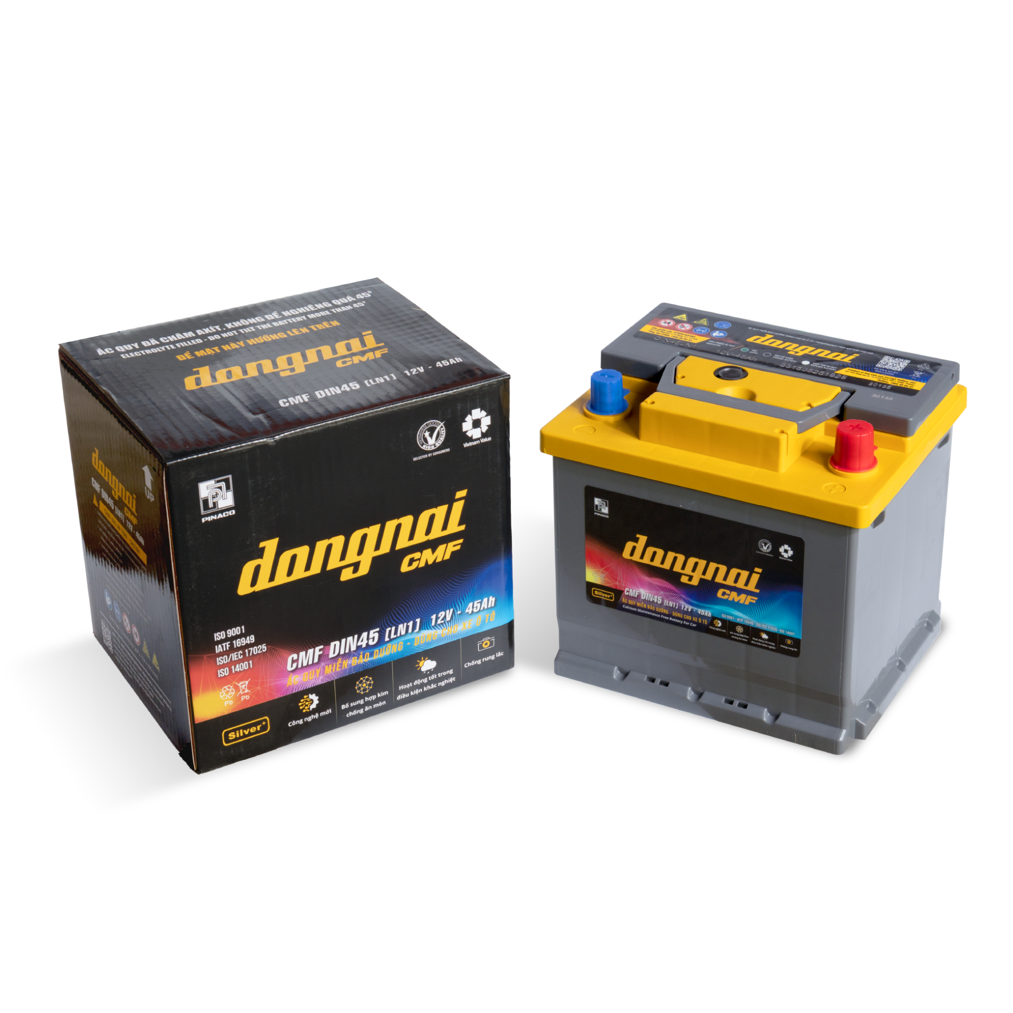 Ắc quy Đồng Nai CMF DIN45 12V 45Ah cho Toyota Vios