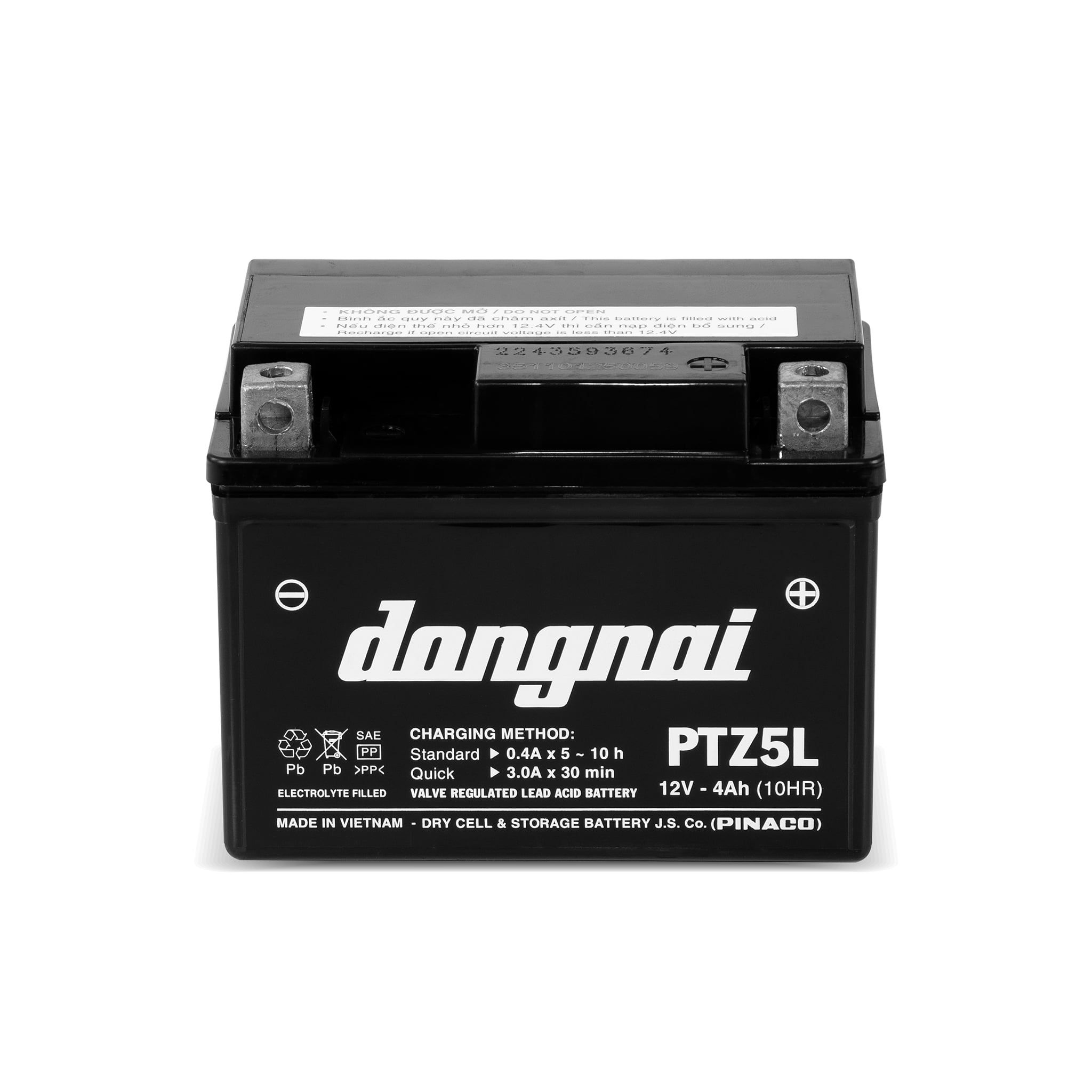 Ắc quy khô miễn bảo dưỡng Đồng Nai PTZ5L - 12V - 4Ah