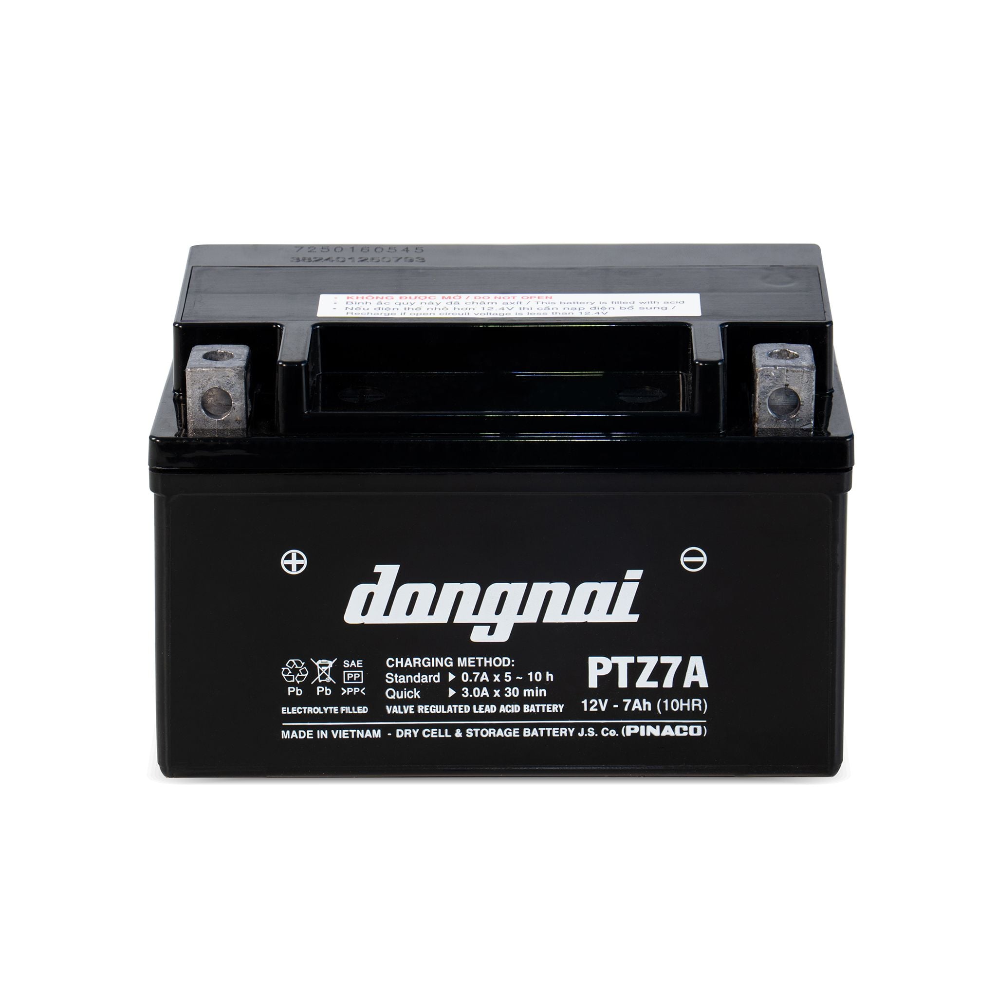 Ắc quy khô miễn bảo dưỡng Đồng Nai PTZ7A - 12V - 7Ah