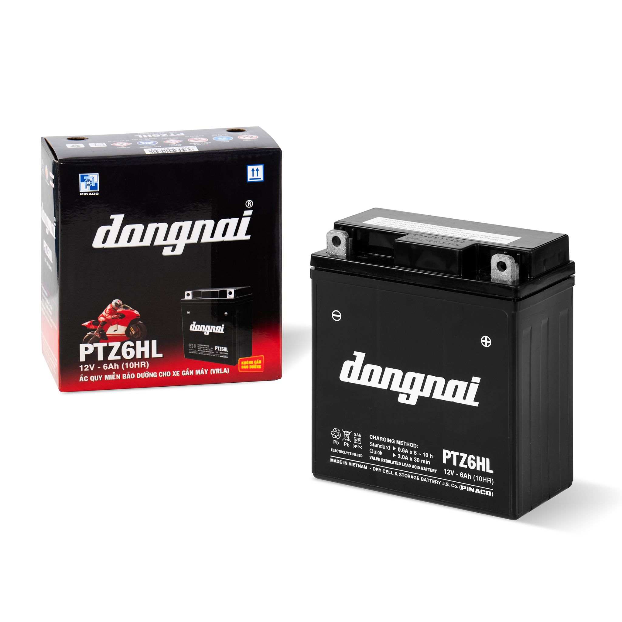 Ắc quy khô miễn bảo dưỡng Đồng Nai PTZ6HL - 12V - 6Ah
