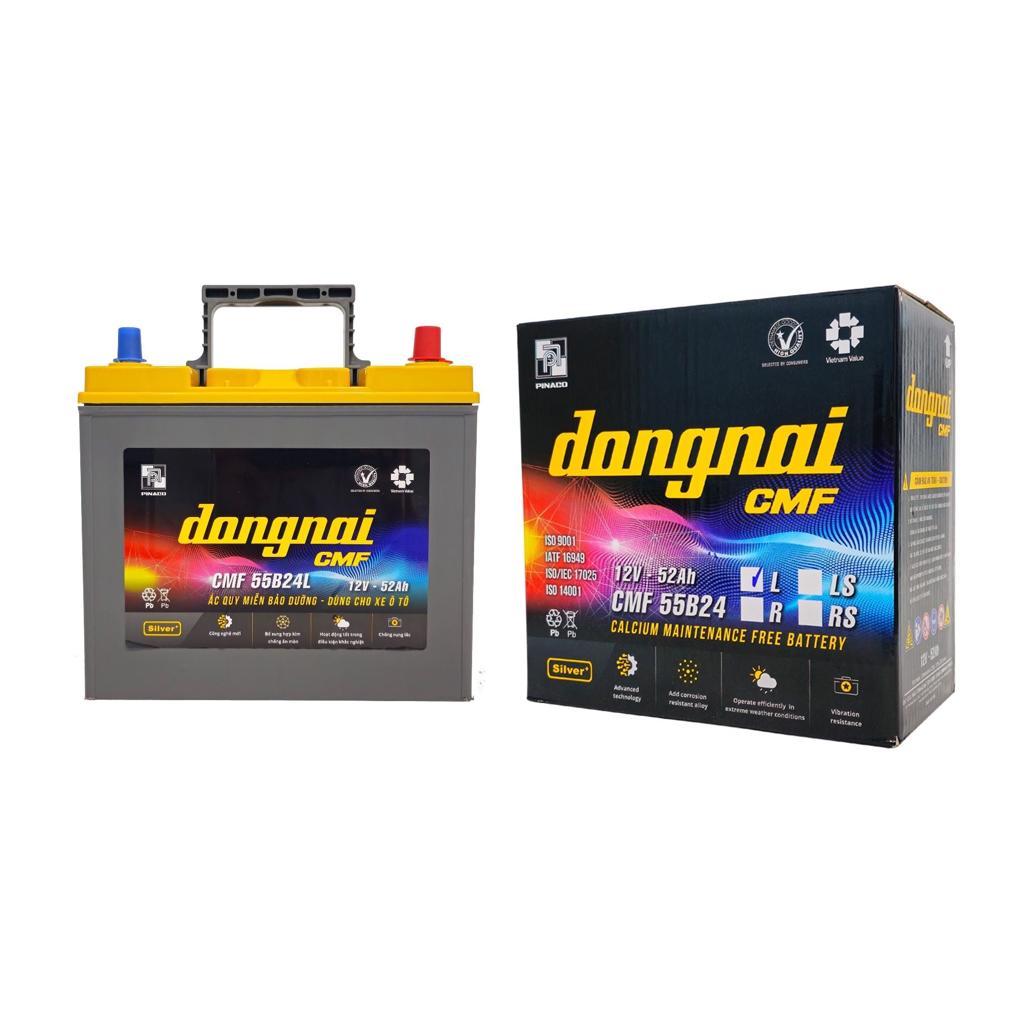 Ắc quy khô miễn bảo dưỡng Đồng Nai CMF 55B24L - 12V - 52Ah 4
